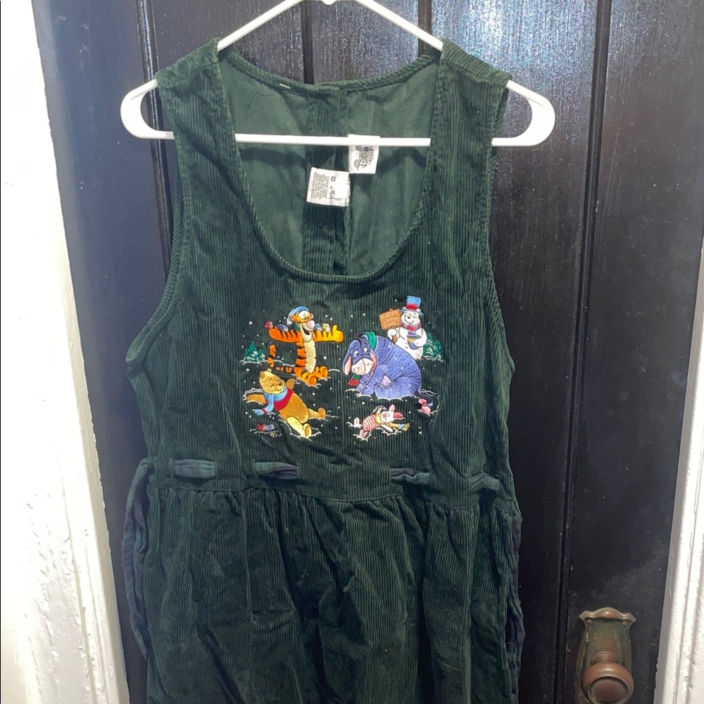 Vintage Corduroy Maxi Dress Green Disney Winnie the Pooh